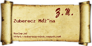 Zuberecz Mína névjegykártya